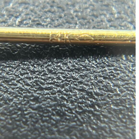 Yellow Gold 14k Designer Signed Round Solitaire Stud Pierced Earring *Single - Picture 7 of 9